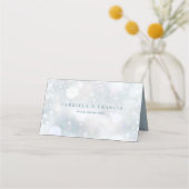 最初の雪の結晶が降る冬のウェディング エレガント モダン プレイスカード (裏面)