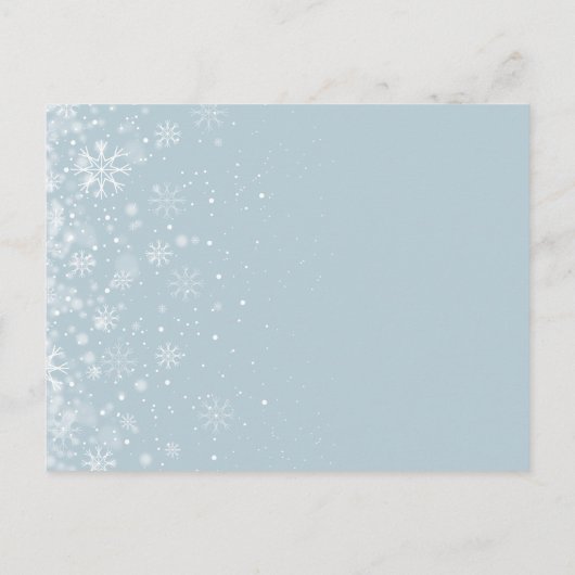 最初の雪の結晶の冬の結婚式の日付を保存 ポストカード (裏面)