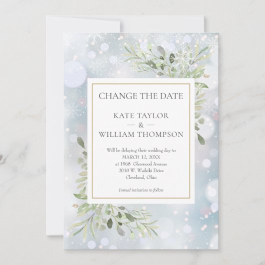 最初の雪の葉が変わる 日付 緑の葉 セーブザデート (正面)