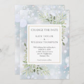 最初の雪の葉が変わる 日付 緑の葉 セーブザデート (正面/裏面)