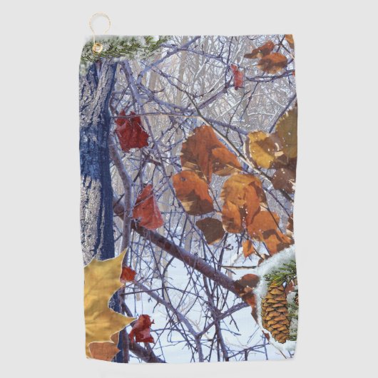 最初の雪カモフラージュデコア ゴルフタオル (正面)