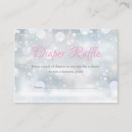 最初の雪片おむつラッフルベビーシャワー エンクロージャーカード (正面)