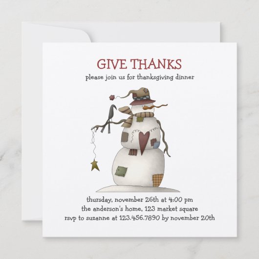 最初の霜 ・ 雪だるまとカラス 招待状 (正面)