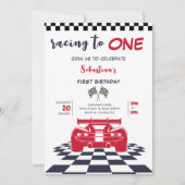 最初の1つの子供の誕生日にレース 招待状 (正面)