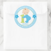 最初の1子供の誕生日ステッカーは好み ラウンドシール (バッグ)