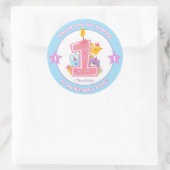 最初の1子供の誕生日ステッカーは好み ラウンドシール (バッグ)