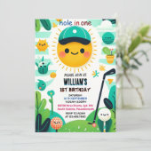 最初の1歳の誕生日に男の子かわいいゴルフホールを取得 招待状 (スタンド正面)