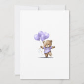 最初の1歳の誕生日パーティー 赤ちゃん 男の子 クマ 風船 招待状 (裏面)