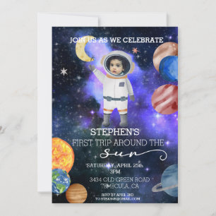 最初の1歳の誕生日 宇宙飛行士 銀河 惑星 招待状