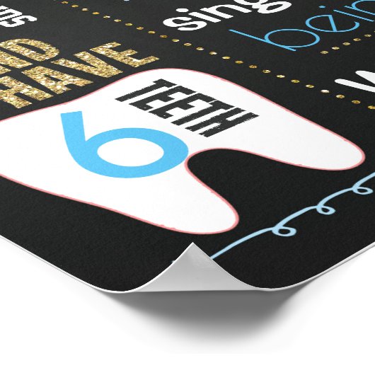 最初の1番目の誕生日の黒板サイン紙吹雪金ゴールド ポスター (角)