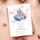 最初の1番目の誕生日キャッスルリトルバタフライパーティー 招待状