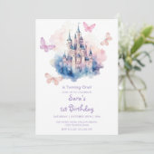 最初の1番目の誕生日キャッスルリトルバタフライパーティー 招待状 (スタンド正面)