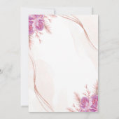 最初の1番目の誕生日パープルフローラ蝶パーティー 招待状 (裏面)