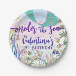 最初の1stワンダーザシー誕生日マーメイドグリッター ペーパープレート