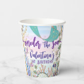 最初の1stワンダーザシー誕生日マーメイドグリッター 紙コップ (裏面)