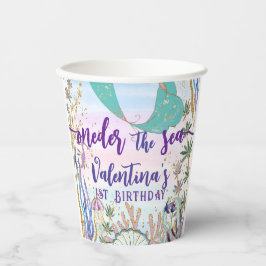 最初の1stワンダーザシー誕生日マーメイドグリッター 紙コップ