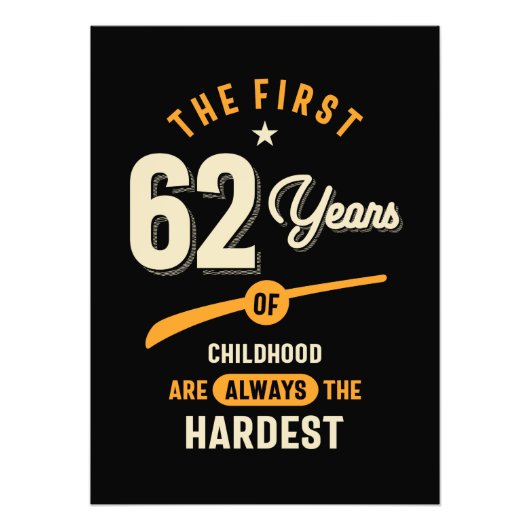 最初の62年 – 62番目の誕生日ギフト フォトプリント            (正面)