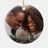 最初のChristMASKはバッファロー夫妻の写真をチェック セラミックオーナメント (裏面)