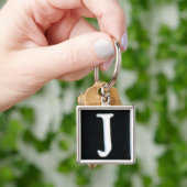 最初のJのkeychain、白くおよび黒いcloisonne キーホルダー (手)