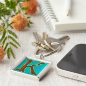 最初のKのkeychain、cloisonneのターコイズおよび茶色 キーホルダー (側面)