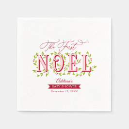 最初のNoel Baby Girl Christmas Baby Shower スタンダードカクテルナプキン