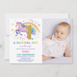 最初のUnicorn誕生日招待状と写真 招待状