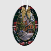 最初のXMaxの新しい家の赤い緑の格子窓2写真 オーナメント (正面)