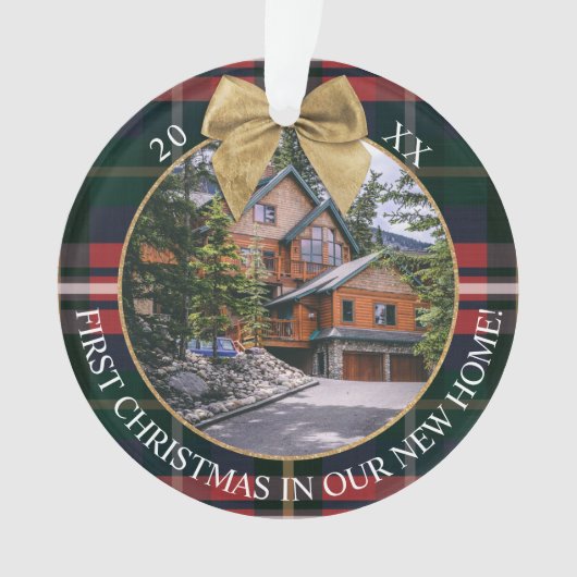 最初のXMaxの新しい家の赤い緑の格子窓2写真 オーナメント (正面)