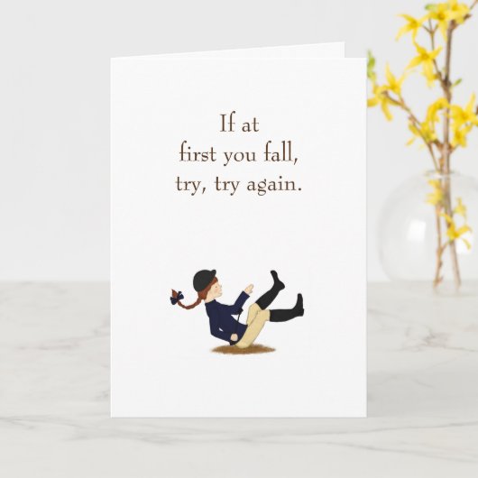 「最初もしは秋して、もう一度やってみよう。」 馬術 カード (黄色い花)