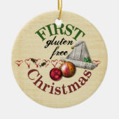 最初グルテンの自由なクリスマスのオーナメント セラミックオーナメント (正面)