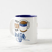 最初コーヒーそしてバンジョーの音楽愛好者 ツートーンマグカップ (正面左)