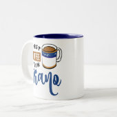 最初コーヒーそしてピアノ音楽愛好者 ツートーンマグカップ (正面左)