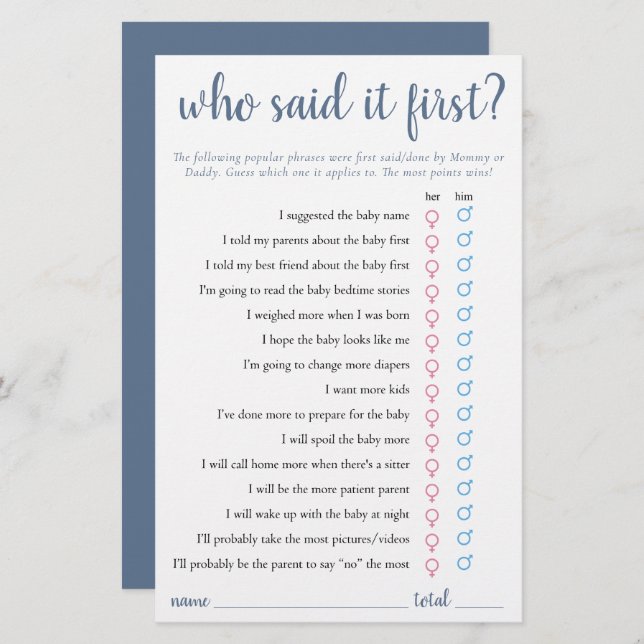 最初シンプルに言った | Dusty Blueゲームカード (正面/裏面)