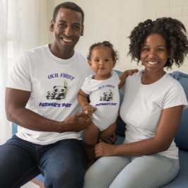 最初パーソナライズされたの父の日のパンダのマッチング Tシャツ