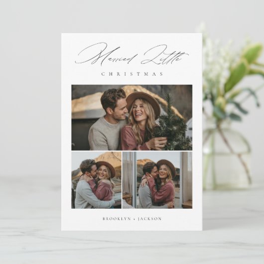 最初ユニークの新し結婚したいクリスマス写真 シーズンカード (スタンド正面)