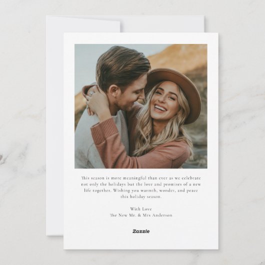 最初ユニークの新し結婚したいクリスマス写真 シーズンカード (裏面)