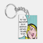 最初世界問題の漫画本Keychain キーホルダー (正面左)