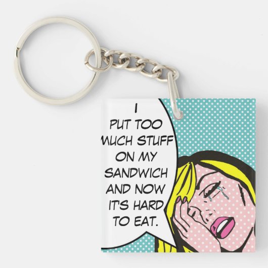 最初世界問題の漫画本Keychain キーホルダー (正面)