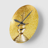 最初場所のトロフィ ラウンド壁時計 (傾斜)