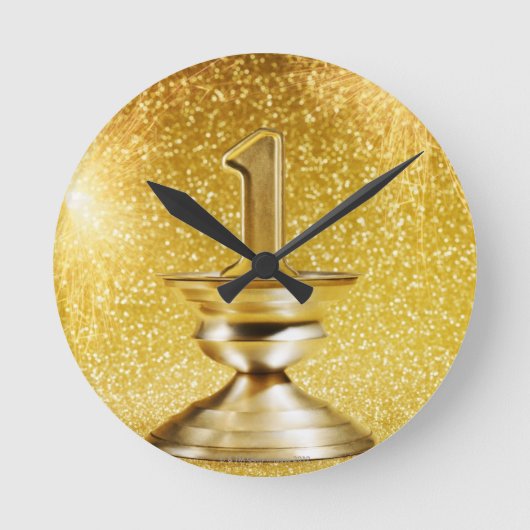 最初場所のトロフィ ラウンド壁時計 (正面)