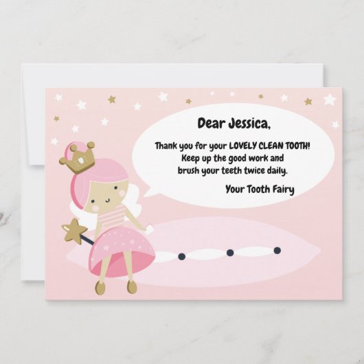 最初失ったの歯カード。歯の妖精の訪問ノート。 シーズンカード (正面)