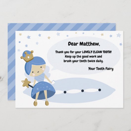 最初失ったの歯カード。歯の妖精の訪問ノート。ホール シーズンカード (正面/裏面)