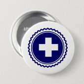 最初応答機の青いヘルスケアの十字 缶バッジ (正面&裏面)