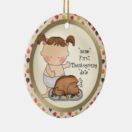 最初感謝祭の休暇の女の赤ちゃんのオーナメント セラミックオーナメント (右)