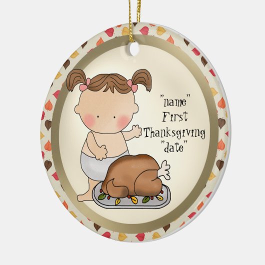 最初感謝祭の休暇の女の赤ちゃんのオーナメント セラミックオーナメント (左)