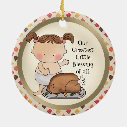 最初感謝祭の休暇の女の赤ちゃんのオーナメント セラミックオーナメント (裏面)