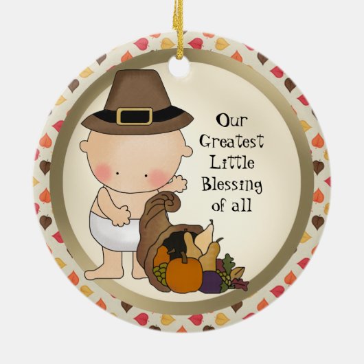 最初感謝祭の休暇は単語のオーナメントを加えます セラミックオーナメント (裏面)