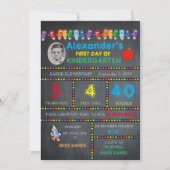 最初日の幼稚園の写真カード男の子、黒板 案内状 (正面)