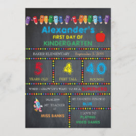 最初日の幼稚園カード男の子、黒板 案内状