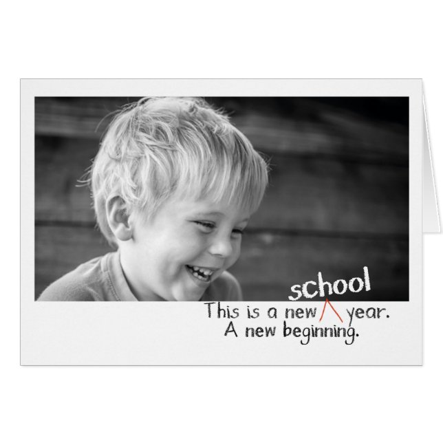 最初日の新学期の写真カード (正面横)